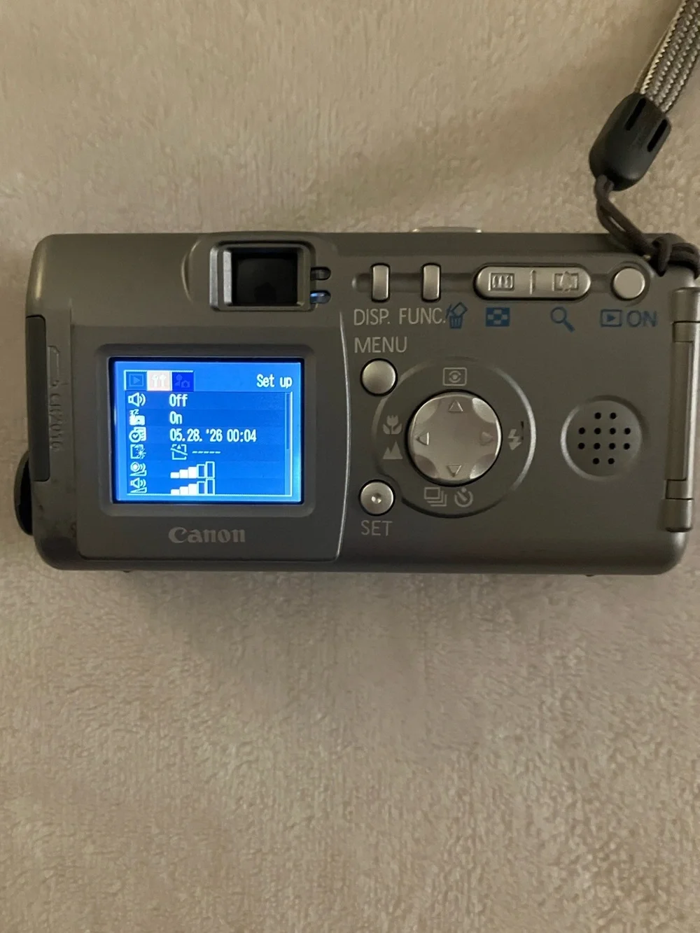Vintage Canon Silver PowerShot A300 Compact Camera with Wrist Strap
